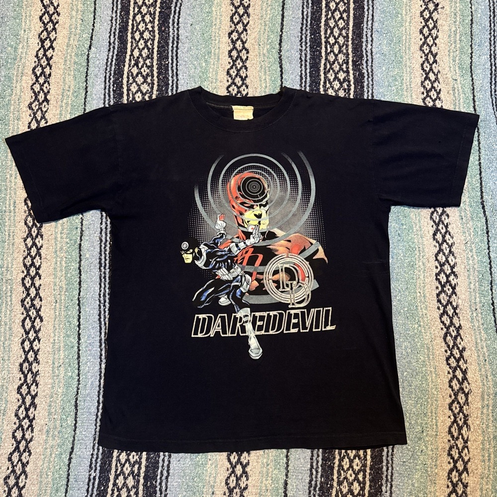 Vintage RARE Marvel Comics DareDevil BullsEye T-Shirt Mens L Novel Teez Black
